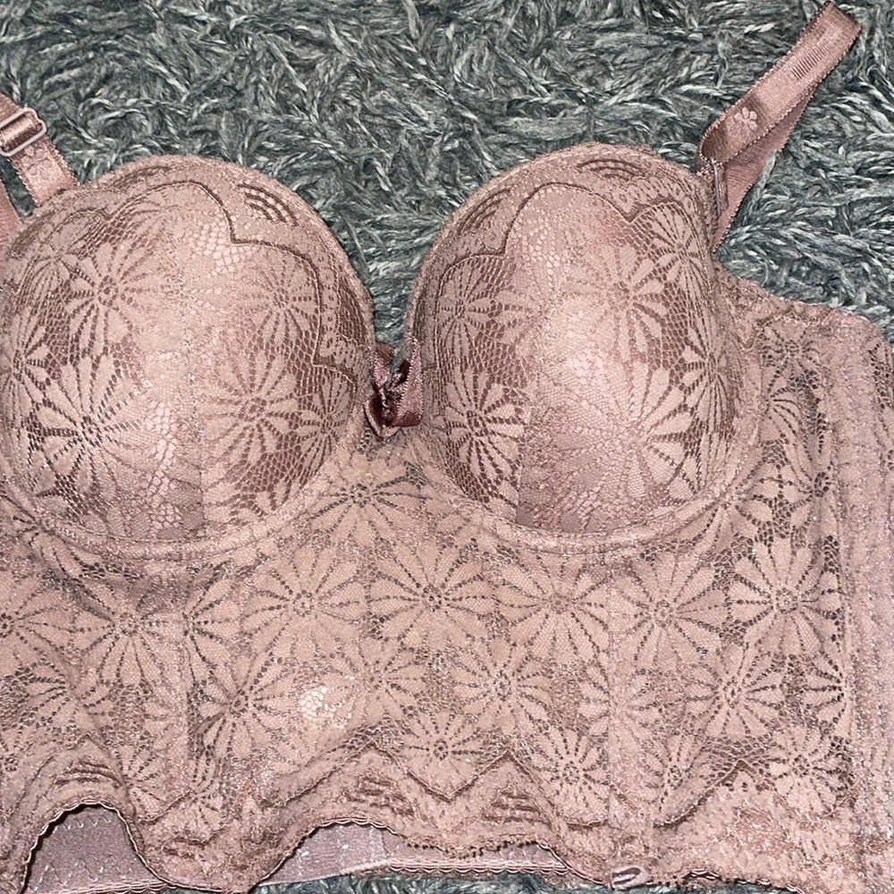 Brown lingerie floral bra corset size 34B - Picture 4 of 15